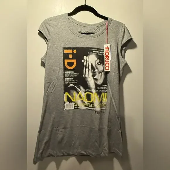 Fiorucci Gray Graphic Cap Sleeve Tee - Picture 5 of 6